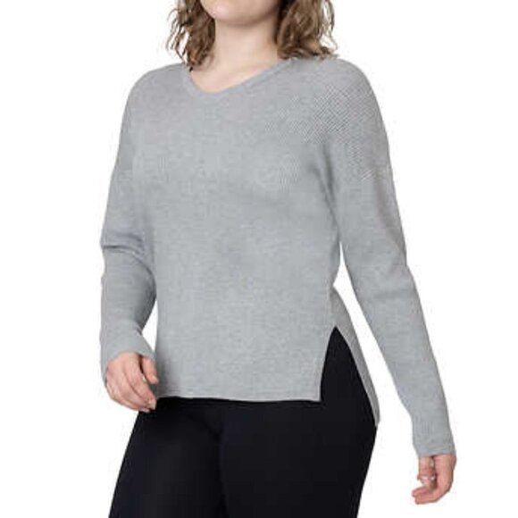 NEW Elle Long Sleeve V-neck Sweater | Grey - Picture 2 of 7